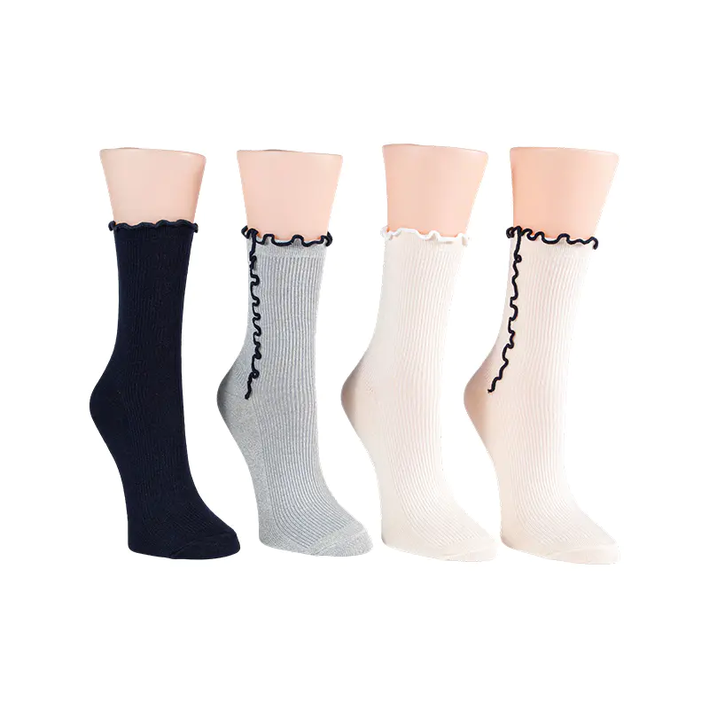 Tất tương phản Xà lách Welt Rib Demi Crew 4ppk
